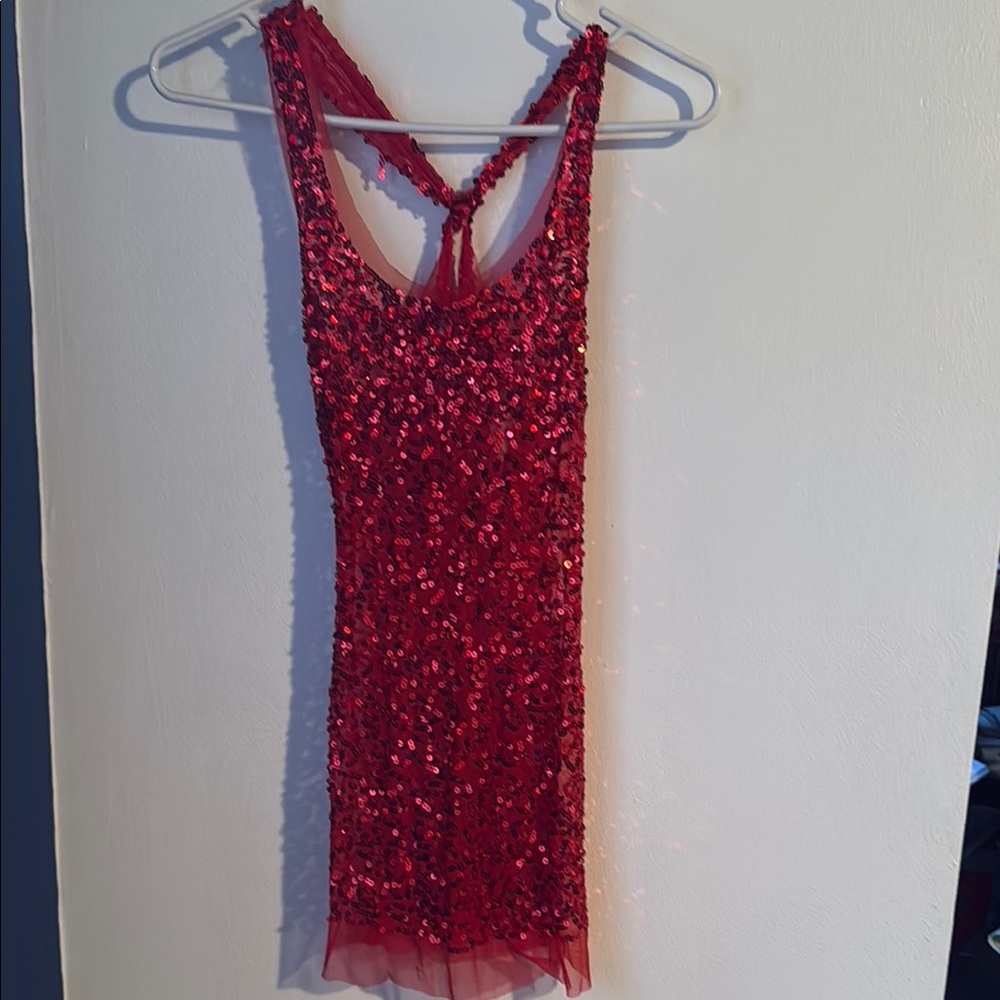 Red Sequin Sleeveless Top